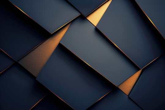 Abstract geometric pattern with dark blue and gold accents.