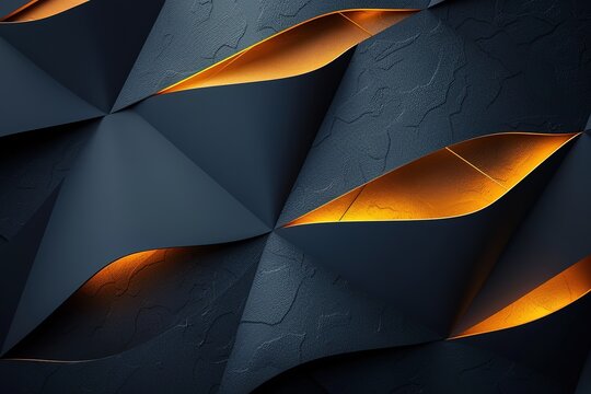 Abstract geometric pattern with dark blue and golden hues.