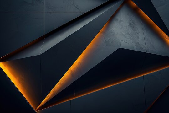Abstract geometric pattern with dark blue and orange glow.