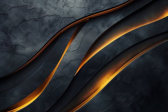 Abstract dark background with gold accents.