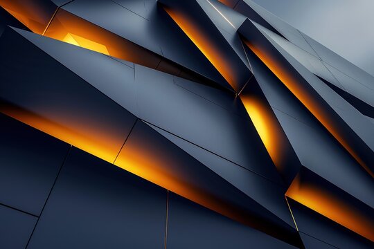 Abstract geometric pattern with glowing lines on a dark blue background.