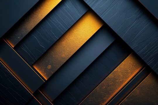 Abstract dark blue and gold geometric background.