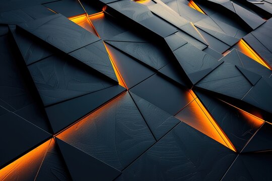Abstract geometric pattern with glowing orange lines.