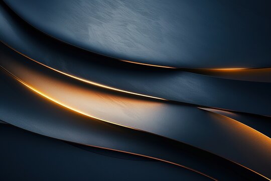 Abstract dark blue and gold glowing curves.