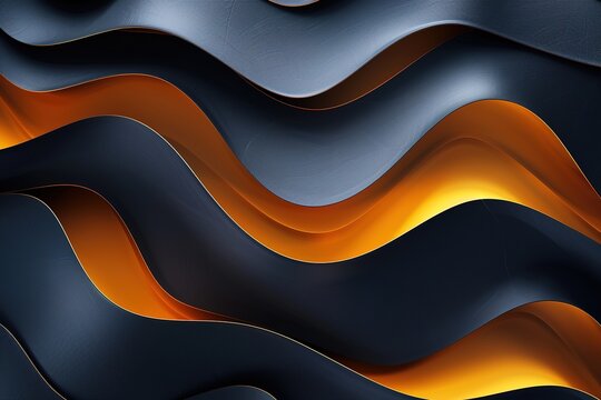 Abstract dark blue and gold wavy background.