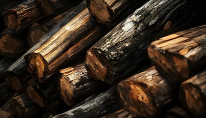 Illustration of full-frame wooden logs in a close-up shot