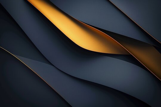 Abstract gold and black curved lines background.