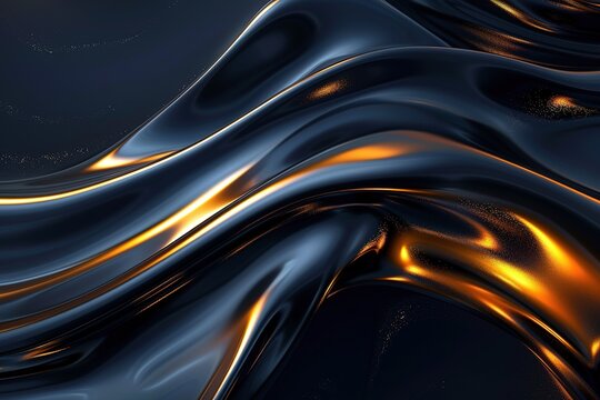 Abstract golden and blue fluid texture with dynamic light.