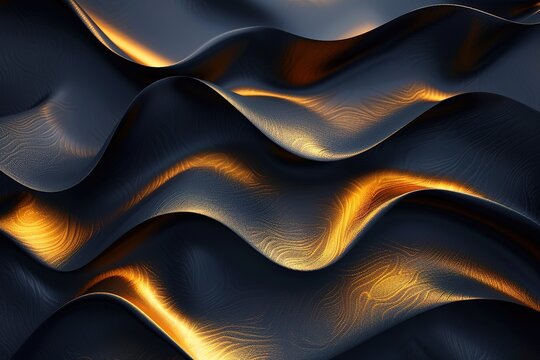 Abstract golden waves on a dark background.