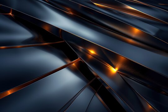 Abstract metallic background with dark blue and gold tones.