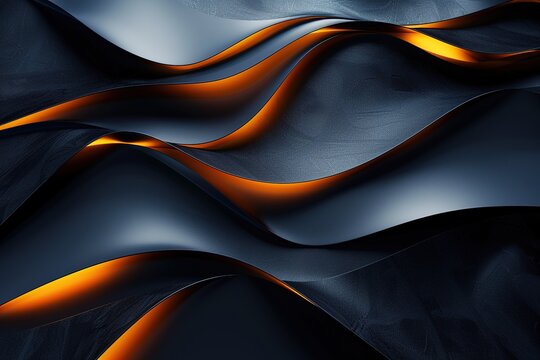 Abstract dark blue and orange wavy background.