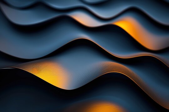 Abstract wavy background with blue and gold hues.