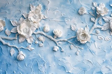 Wall Mural - A detailed view of a decorated cake adorned with flowers, ideal for use in food, party or gift-related contexts