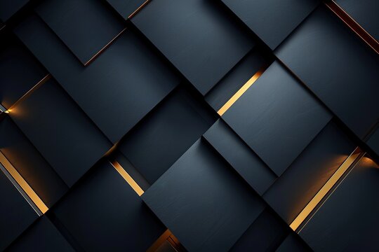 Abstract dark blue background with golden lines.