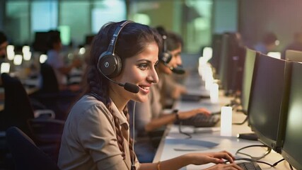 Poster - Indian woman working at a call center