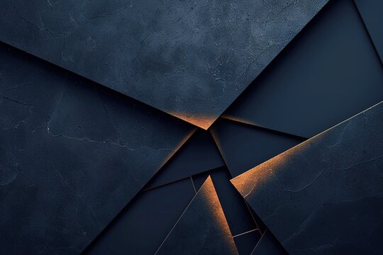 Abstract dark blue geometric background with subtle gold highlights.