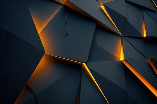 Abstract dark geometric background with glowing lines.