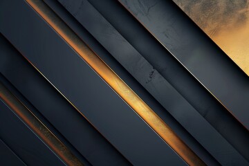Fototapete - Abstract diagonal black and gold stripes background.