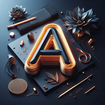 Letter A Logo. A Letter Design Vector. 3d render. AI generate