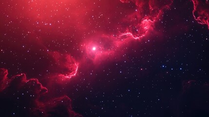 Wall Mural - Red Nebula in a Starry Sky with a Bright Star in the Center