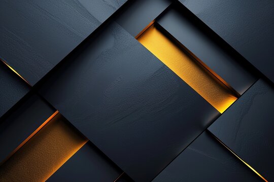 Abstract geometric background with black and gold shapes.