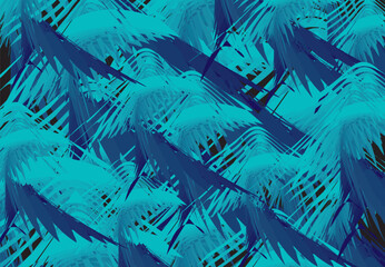 Wall Mural - Marine life in blue tonality for interior solutions or fabric products. Abstract hawaiian backdrop for business concepts, scrapbooking, tiles, fashion trends, covers, wallpapers or prints on T-shirts