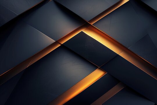 Abstract geometric background with black and gold textured surfaces.