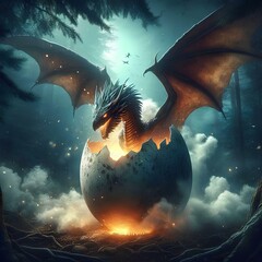 Wall Mural - 
illustration of the birth of a dragon 28