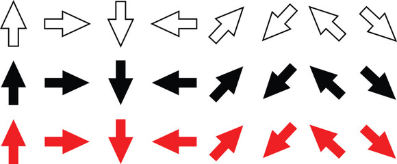 Poster - simple arrow symbol. stroke and fill different arrow art. arrow symbol vector illustration.