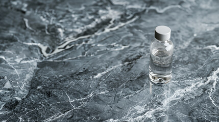 Canvas Print - Pharma vial mockup on a slab of dark grey marble with natural texture