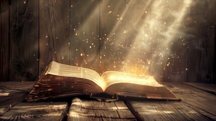 Canvas Print - Mystical Open Book with Glowing Light