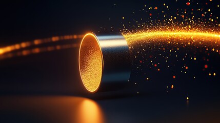 Poster - Stream of Golden Particles Emerging from a Metallic Cylinder