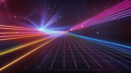 Neon Grid and Laser Beams