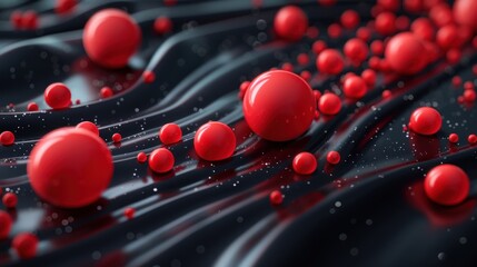 Wall Mural - Red Spheres on Black Fabric