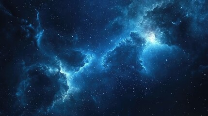 Wall Mural - Cosmic Nebula with Scattered Stars in a Dark Blue Sky