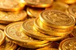 © nilawan - Closeup of Shiny Golden Coins Stacked Together.