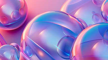 Wall Mural - Abstract 3D background with iridescent spheres.