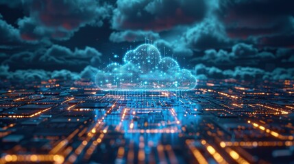 Poster - A computer chip with a cloud on it