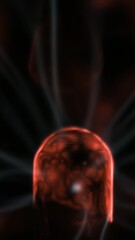 Poster - Hand touching a plasma ball. A Plasma ball lamp energy, hand touching glowing glass sphere concept for power, electricity, science and physics, closeup