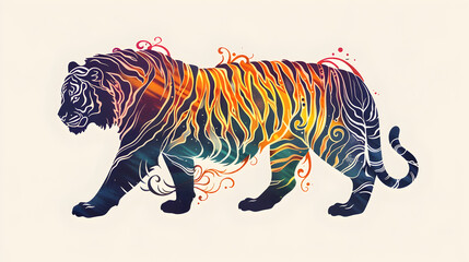 A Charming And Dynamic Minimalist Art Line Vector Of Tiger.