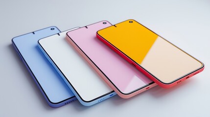 Aufkleber - flat rays collection of smartphone mockup blank screen isolated with clipping path on white background : Generative AI