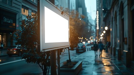 Poster - Blank city billboard sign on a wall : Generative AI