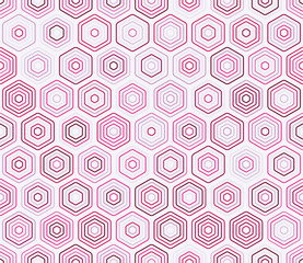 Poster - seamless geometric pattern. rounded stacked hexagons mosaic cells. honeycomb cells. multiple tones c