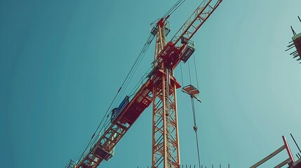 Aufkleber - Construction crane working on large construction site : Generative AI