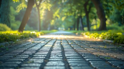 Poster - An empty park alley on a spring day : Generative AI