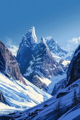 Wall Mural - A scenic view of snowy mountains in the distance, great for winter or adventure themes