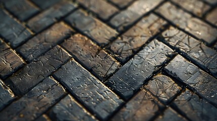 Poster - Herringbone Floor Texture Wall pattern sidewalk flooring pavement paper footpath wallpaper material for cgi : Generative AI