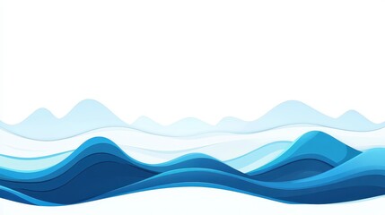 Wall Mural - Vibrant blue wave layers create a serene ocean backdrop, perfect for modern design. Textured and cartoonstyle illustration.