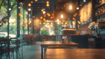 Leinwandbilder - Blur Thai style interior restaurantBackground blurred couter coffee bar Resturant cafe cafe blurred background with bokeh : Generative AI
