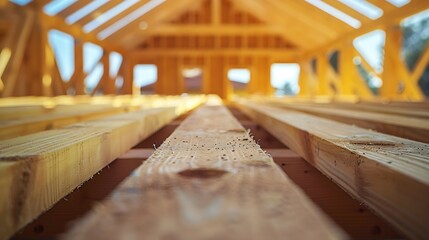 Aufkleber - The new construction boom in Spain is the construction of houses with a wooden structure here are some unique construction details : Generative AI